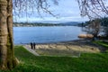 MERCER ISLAND, WA, USA Ã¢â¬â JANUARY 17, 2022: Luther Burbank Park, swim beach on Lake Washington on a sunny winter day